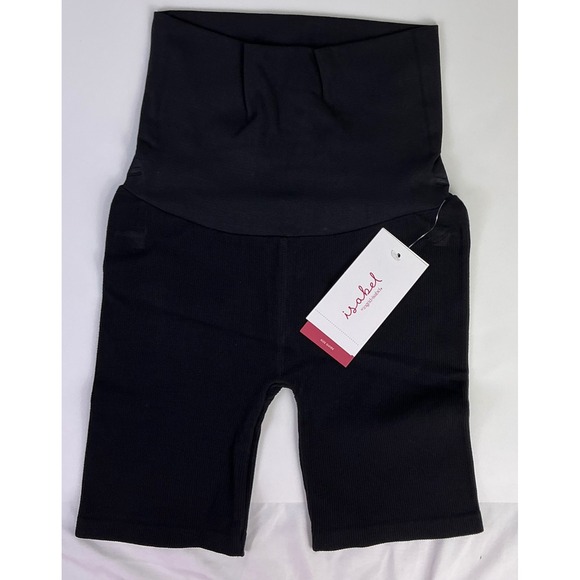 Isabel Maternity Stretchy Black Ribbed Bike Shorts XS Pregnancy - Picture 1 of 8
